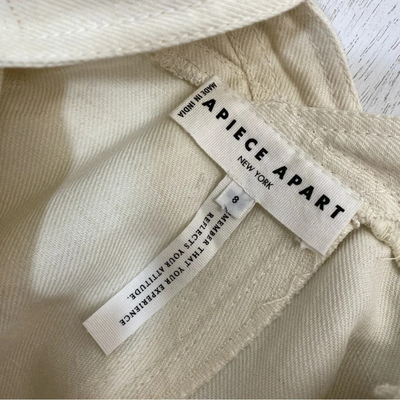 NEW Apiece Apart Caterina Overalls Cream Wide Leg Apron Jumper 8 Cotton Linen - Picture 9 of 13